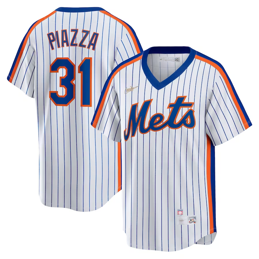 Men's New York Mets Mike Piazza #31 White Home Cooperstown Collection Jersey
